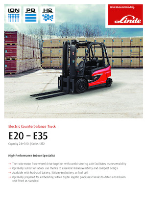 Čelní vysokozdvižné elektrické vozíky Linde E30/600HL