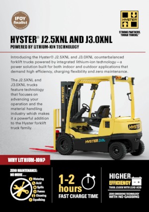 Čelní vysokozdvižné elektrické vozíky Hyster J3.0XNL