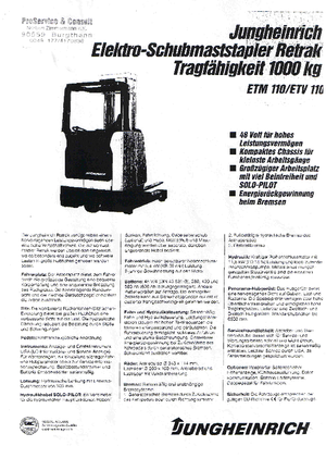 Elektrické retraky Jungheinrich ETM/ETV 110