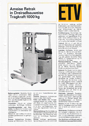 Elektrické retraky Jungheinrich Retrak ETM/ETV 10