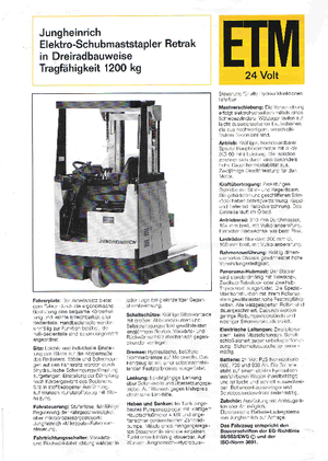 Elektrické retraky Jungheinrich Retrak ETM/ETV 12