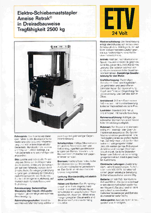 Elektrické retraky Jungheinrich Retrak ETM/ETV 25