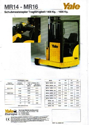 Elektrické retraky Yale MR 14