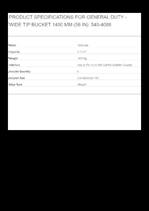 Lžíce pro rypadla Caterpillar 1400 MM