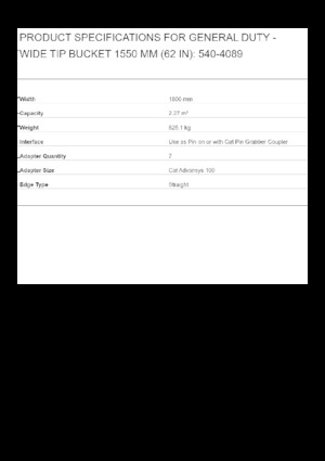 Lžíce pro rypadla Caterpillar 1550 MM