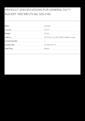 Lžíce pro rypadla Caterpillar 1850 MM