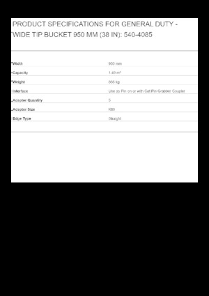 Lžíce pro rypadla Caterpillar 950 MM