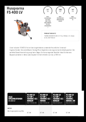 Řezačky spár Husqvarna FS 400 LV