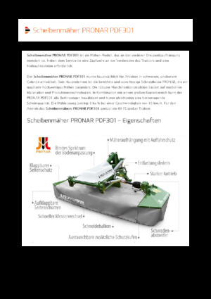 Čelní diskové žací lišty bez kondicionéru Pronar PDF 301