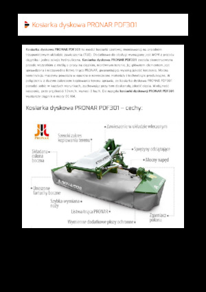 Čelní diskové žací lišty bez kondicionéru Pronar PDF 301