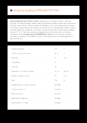 Čelní diskové žací lišty bez kondicionéru Pronar PDF 390