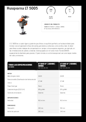 Vibrační pěchy naftové a benzínové Husqvarna LT 5005