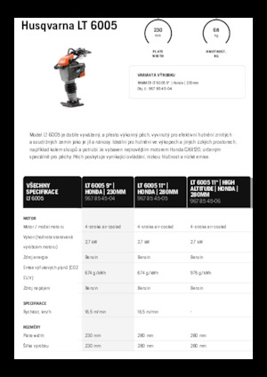 Vibrační pěchy naftové a benzínové Husqvarna LT 6005