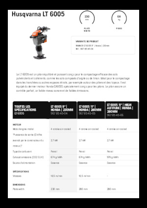 Vibrační pěchy naftové a benzínové Husqvarna LT 6005