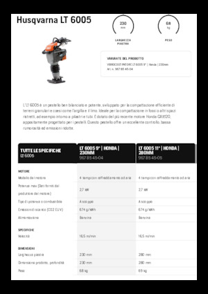 Vibrační pěchy naftové a benzínové Husqvarna LT 6005