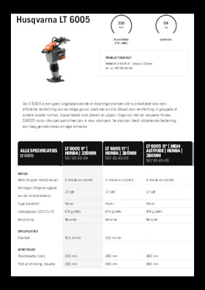 Vibrační pěchy naftové a benzínové Husqvarna LT 6005