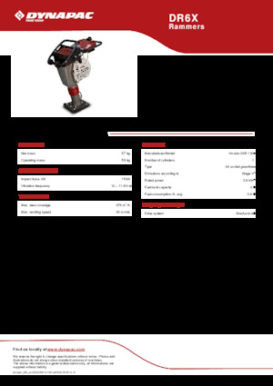 Vibrační pěchy naftové a benzínové Dynapac DR6X 