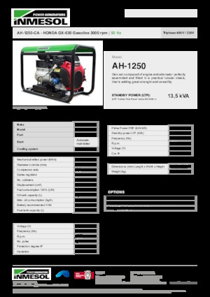 Benzínové elektrocentrály INMESOL AH 1250-CA