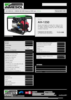 Benzínové elektrocentrály INMESOL AH 1250-CA