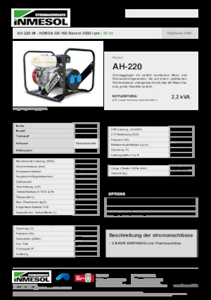 Benzínové elektrocentrály INMESOL AH-220-M