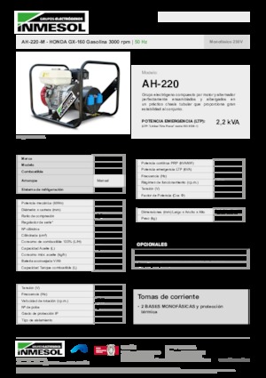 Benzínové elektrocentrály INMESOL AH-220-M