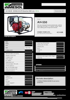 Benzínové elektrocentrály INMESOL AH-550-M