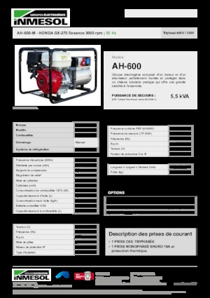 Benzínové elektrocentrály INMESOL AH-600-M