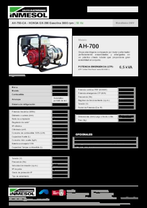Benzínové elektrocentrály INMESOL AH-700-CA