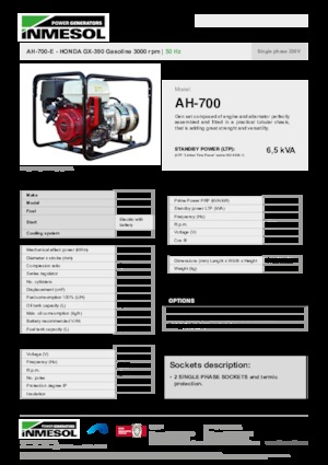 Benzínové elektrocentrály INMESOL AH-700-E