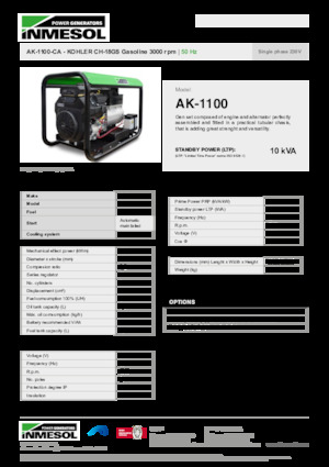Benzínové elektrocentrály INMESOL AK-1100-CA