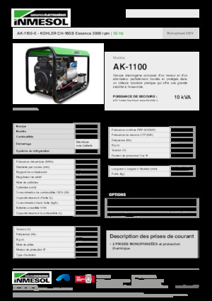 Benzínové elektrocentrály INMESOL AK-1100-E
