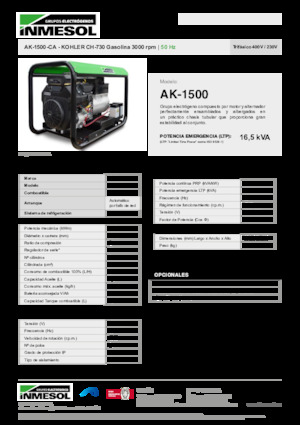 Benzínové elektrocentrály INMESOL AK 1500-CA