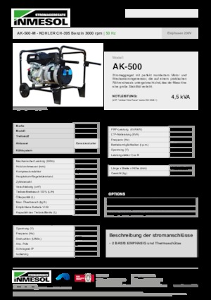 Benzínové elektrocentrály INMESOL AK-500-M