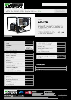 Benzínové elektrocentrály INMESOL AK-700-CA