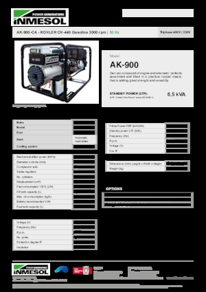 Benzínové elektrocentrály INMESOL AK-900-CA