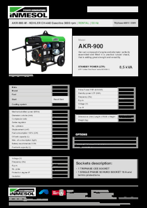 Benzínové elektrocentrály INMESOL AKR-900-M