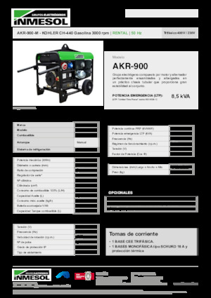 Benzínové elektrocentrály INMESOL AKR-900-M
