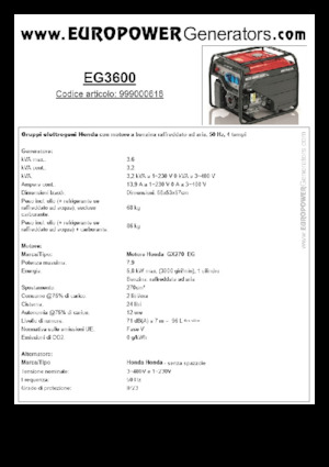 Benzínové elektrocentrály Europower EG3600