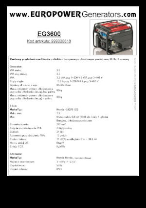 Benzínové elektrocentrály Europower EG3600