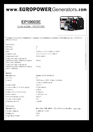 Benzínové elektrocentrály Europower EP10000E (MA)