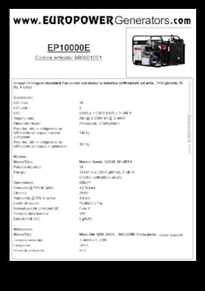 Benzínové elektrocentrály Europower EP10000E (MA)