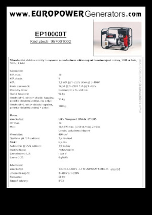 Benzínové elektrocentrály Europower EP10000T (S)