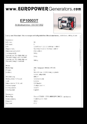Benzínové elektrocentrály Europower EP10000T (S)