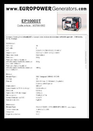 Benzínové elektrocentrály Europower EP10000T (S)