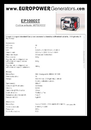Benzínové elektrocentrály Europower EP10000T (S)