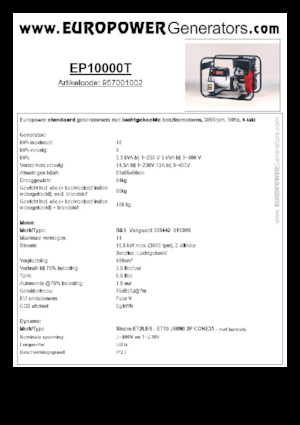 Benzínové elektrocentrály Europower EP10000T (S)