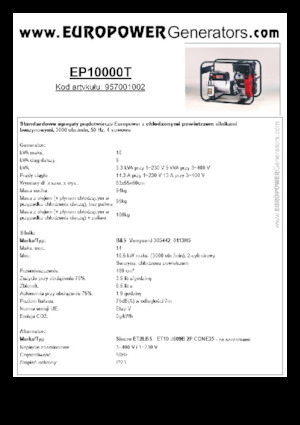 Benzínové elektrocentrály Europower EP10000T (S)