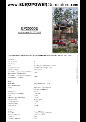 Benzínové elektrocentrály Europower EP20000E (S)