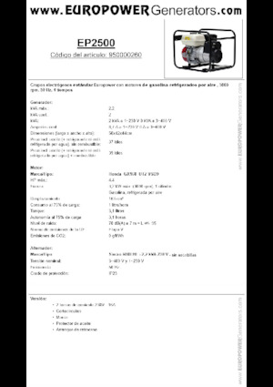 Benzínové elektrocentrály Europower EP2500 (S)