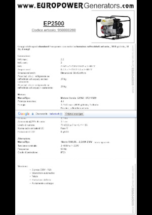 Benzínové elektrocentrály Europower EP2500 (S)